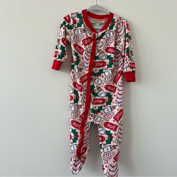 Southern Darlin Smocks Christmas cake footie. Size 12m. Super soft! Ruffled butt - Picture 1 of 3